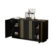 SIDEBOARD 140/35/70 cm schwarz aus Spanplatte mit 4 Türen - Schwarz, Holzwerkstoff (140/70/35cm) - OKWISH