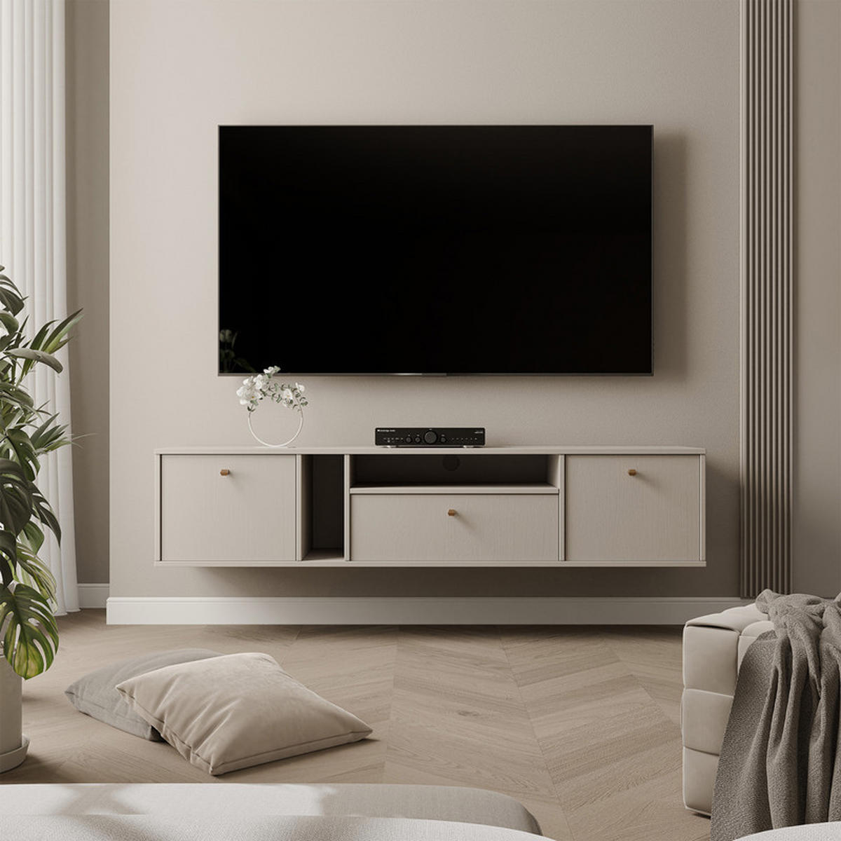TV-LOWBOARD FLOW 180 cm, Beige - Beige, Holzwerkstoff/Metall (180/48.5/40.5cm) - Idohome