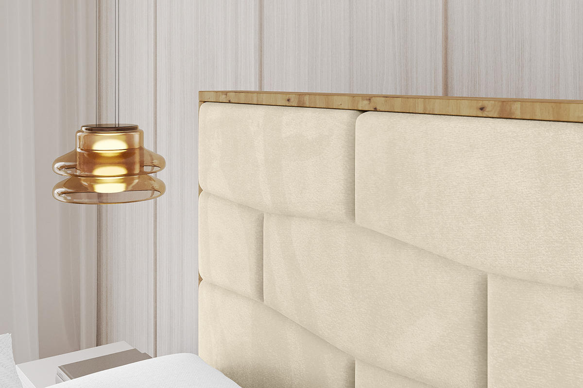 POLSTERBETT mit Bettkasten, Fußteil und Lattenrost, Boxbett mit Matratze H3/H4 - ENZO8-Z 160x200 Beige - Ecru, Holzwerkstoff/Textil (160/200cm) - ALTDECOR