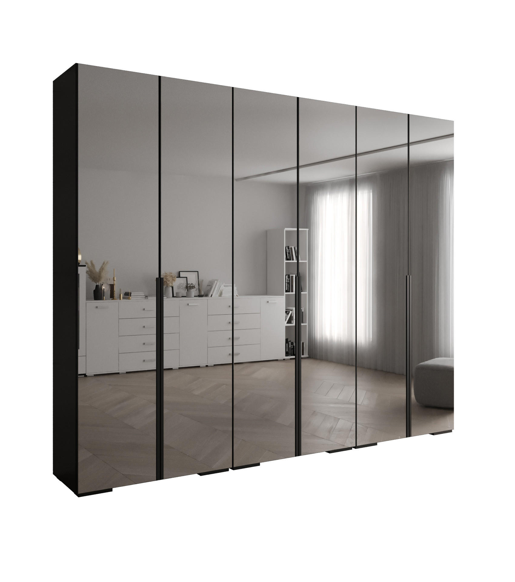 DREHTÜRENSCHRANK 236.7/300/47 6-türig - Schwarz, Holz/Metall (300/236.7/47cm) - Abiks Möbel