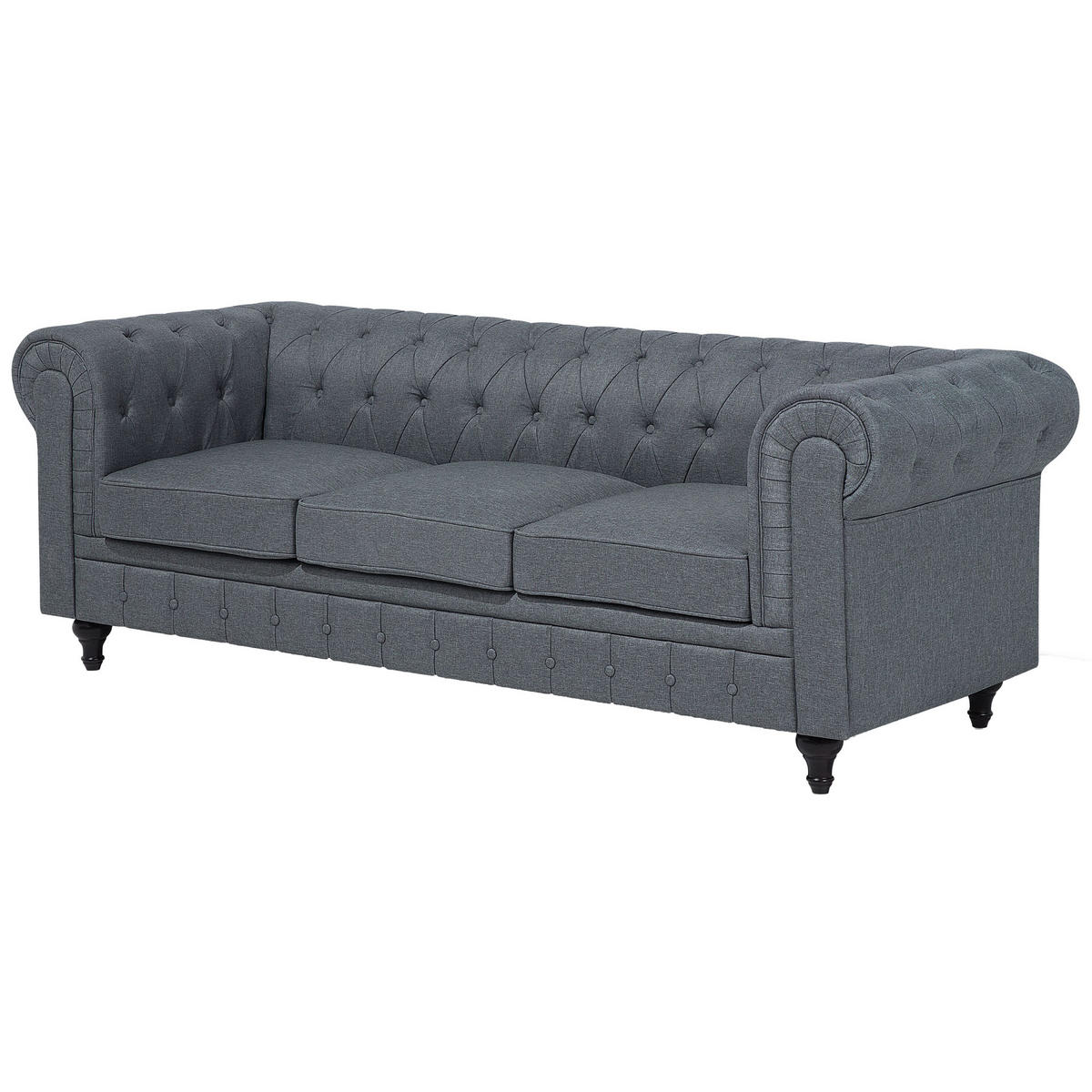 ECKSOFA Polsterbezug Schwarz linksseitig Chesterfield - Grau, Textil (280/85cm) - Beliani