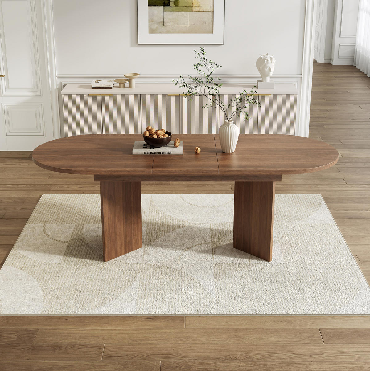 ESSTISCH Ausziehbarer 140/180/90 cm walnuss aus MDF mit abgerundeten Ecken - Walnussfarben, Holzwerkstoff (180/90/75cm) - OKWISH