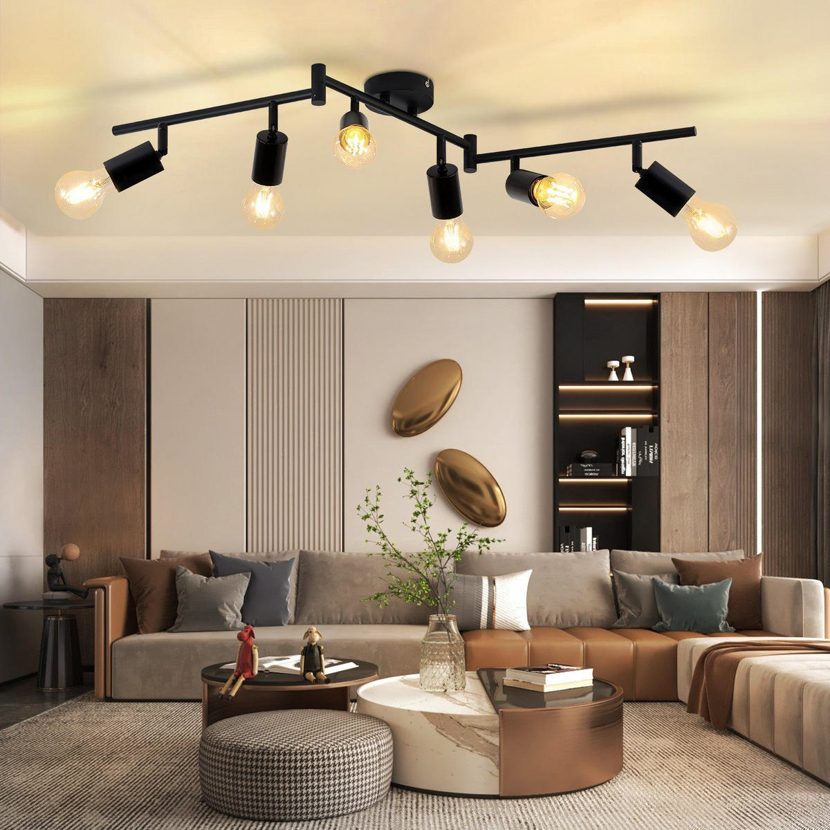 DECKENSTRAHLER Laser 6-flammig 95/9/16 cm - Schwarz, Metall (95/9/16cm) - Nettlife