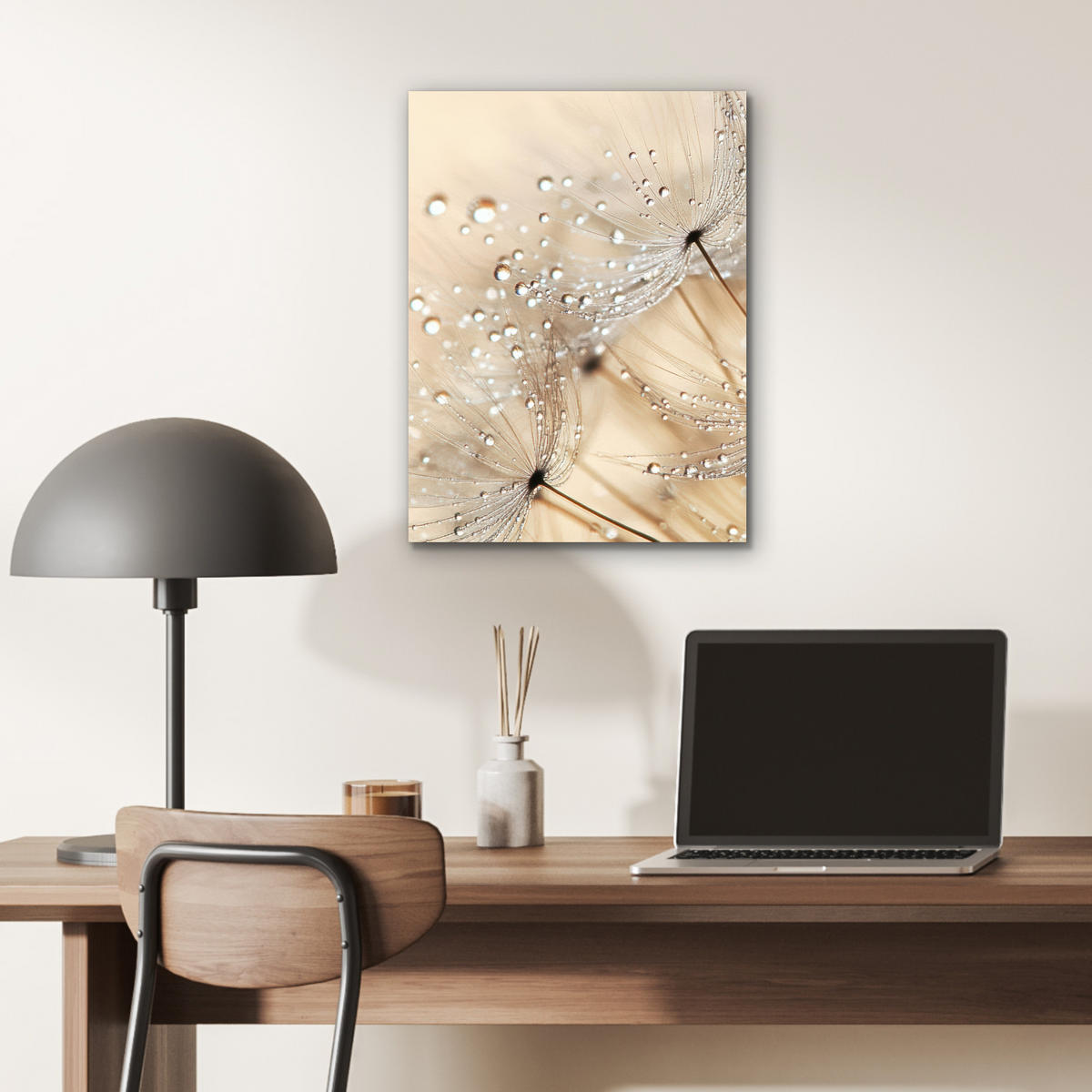 KOVOVÝ OBRAZ Púpava - Abstraktné - Príroda - Béžová 30x40 cm - hnedá, kov (30/40cm) - MuchoWow