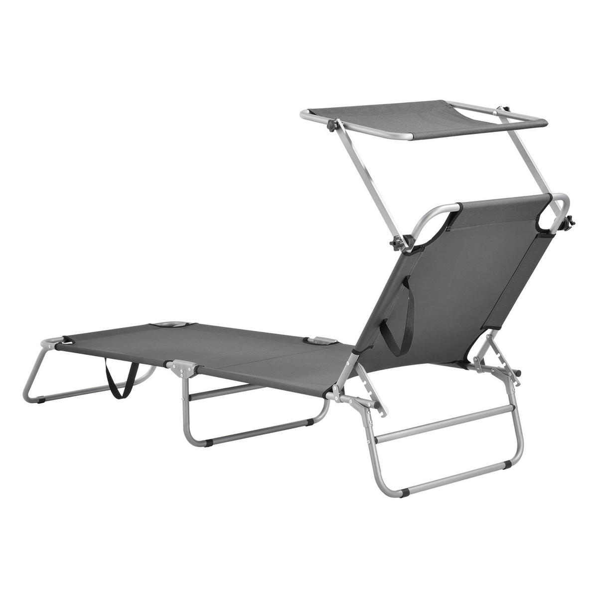 SONNENLIEGE-SET 2 TLG. Argozelo - Dunkelgrau, Metall (186/24/55cm) - casa.pro