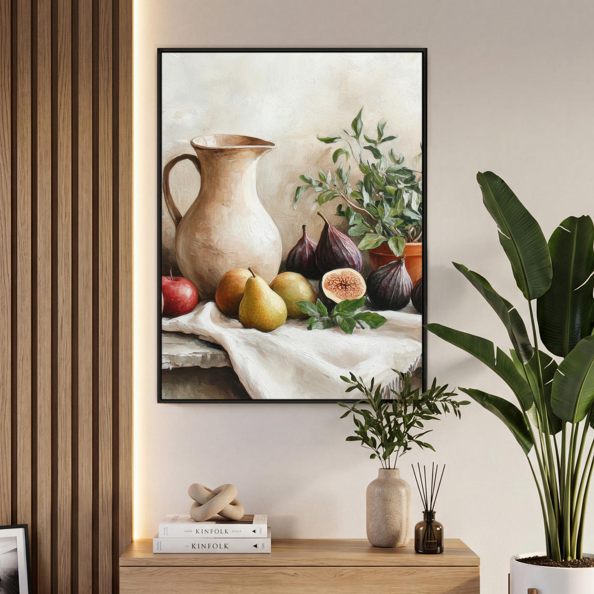 LEINWAND Bilder mit Rahmen - Obst - Kräuter - Ländlich - 70x100 - Naturfarben, Textil (70/100cm) - MuchoWow