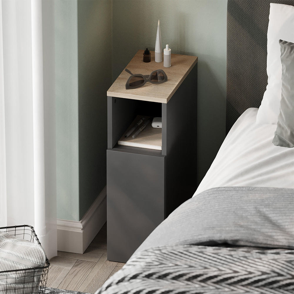 NACHTTISCH Enton Anthrazit/Sonoma 2er set - Anthrazit, Holzwerkstoff (20/59.5/35cm) - Vicco