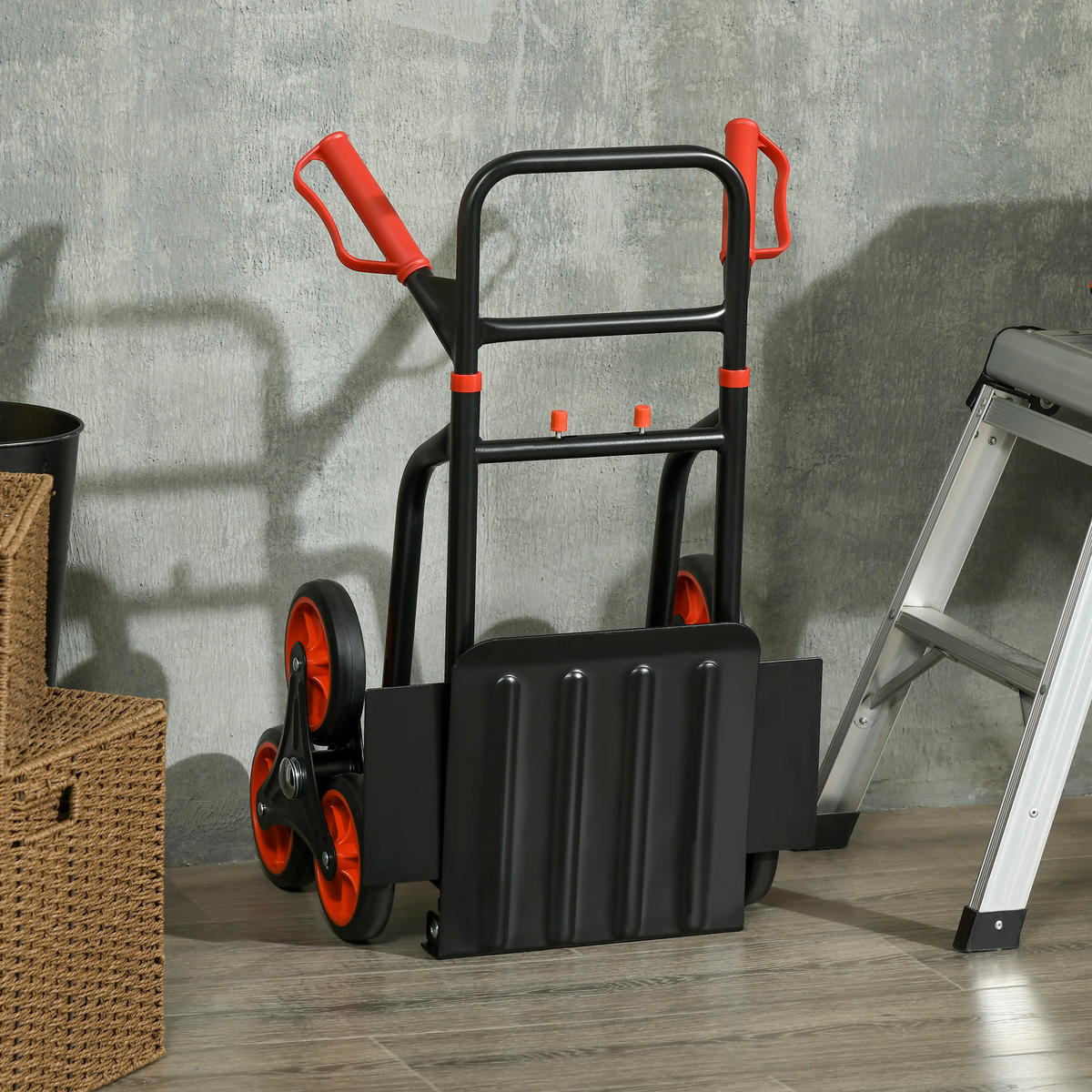 TREPPENSTEIGER Griff höhenverstellbar 120 kg Sackkarre Transportkarre Klappbar - Schwarz, Metall (45/109/60cm) - DURHAND