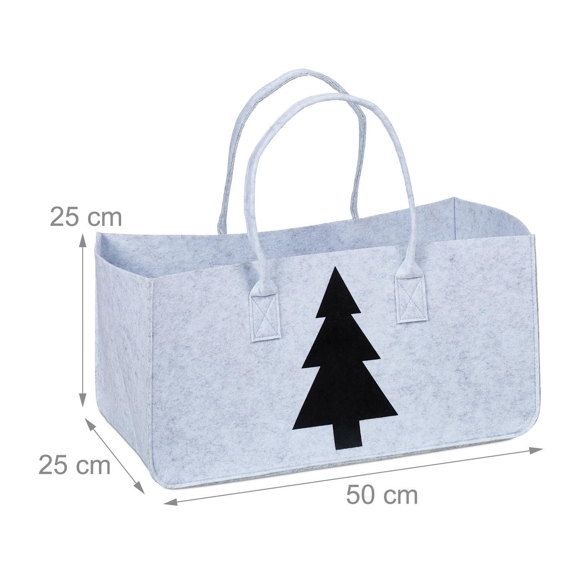 KAMINHOLZTASCHE - Grau, Textil (50/25/25cm) - Relaxdays