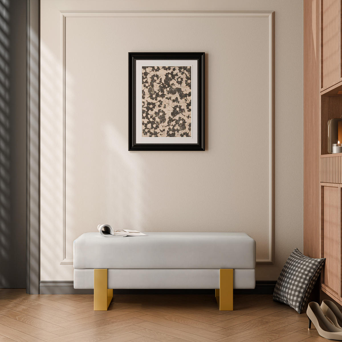 POLSTERBANK RIVA 100 cm Gold / Grau ,Metallgestell - Grau, Metall (100/47/35cm) - Idohome
