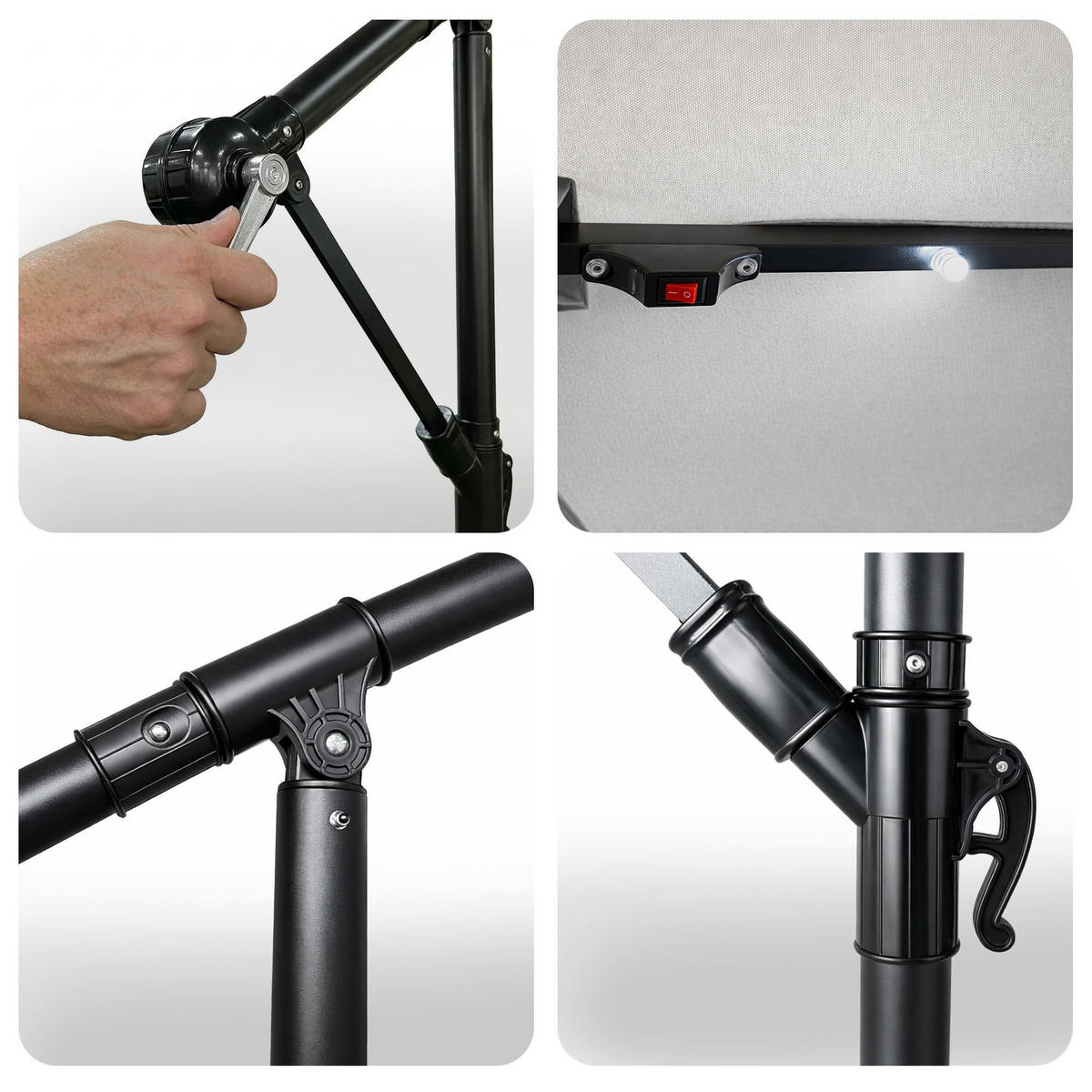 SONNENSCHRIM Grau 245/300 cm - Hellgrau/Schwarz, Metall (300/300cm) - Akord