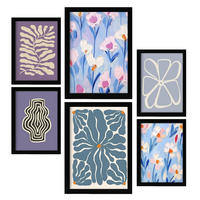 POSTER Set Mit 6 Blaue & Lila Zusammenfassungen A3 & A4 Schwarzer Rahmen - Schwarz, Papier (29/3cm) - Nacnic