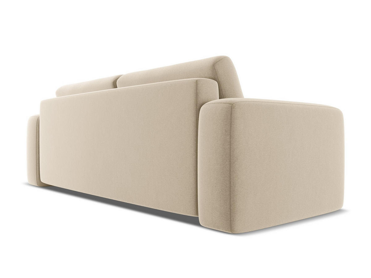 3-SITZER SOFA mit Schlaffunktion Samt Stoff Beige - Beige/Creme, Kunststoff/Textil (242/91/100cm) - Makamii