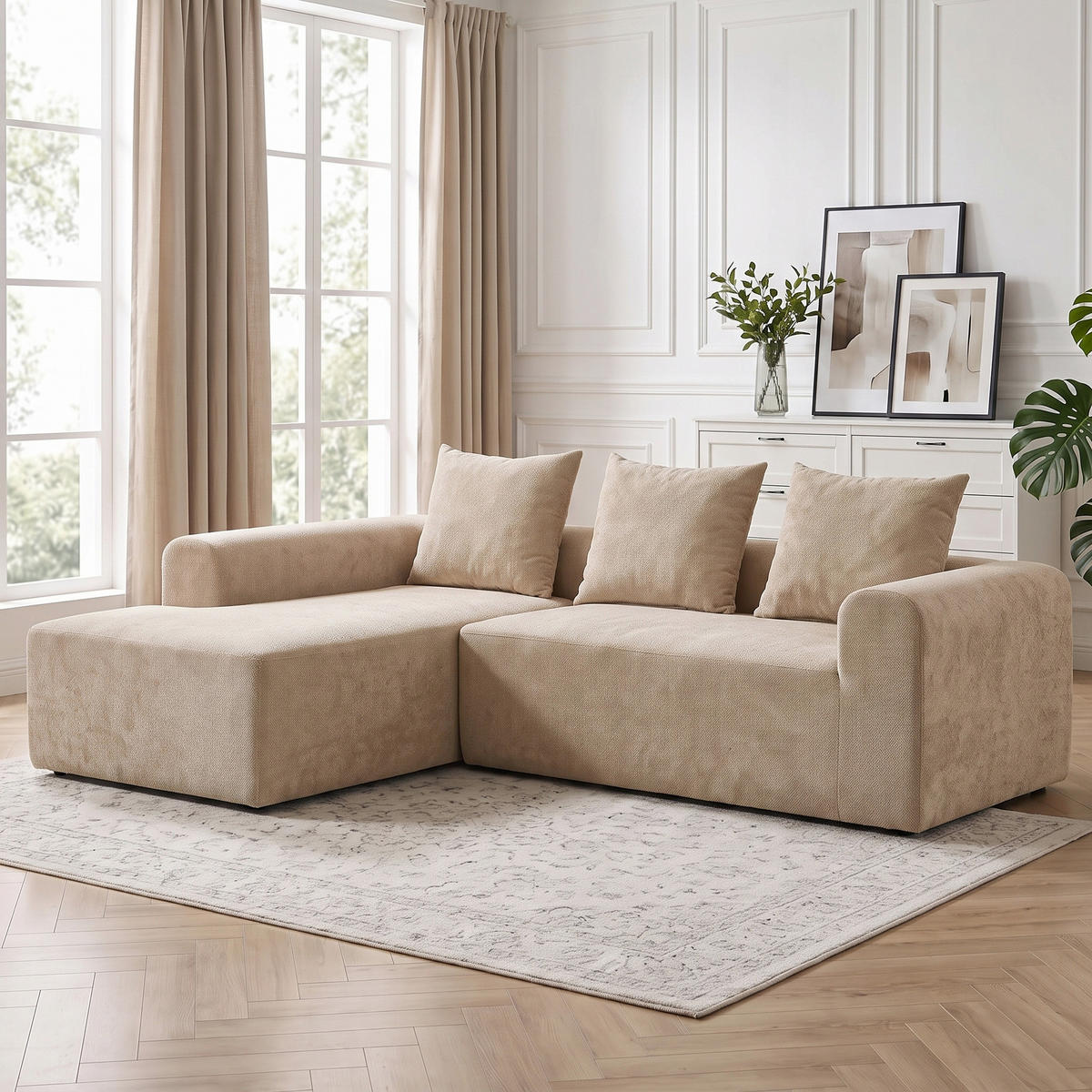 ECKSOFA Polyester Beige - Beige, Textil (178/242cm) - HOMCOM