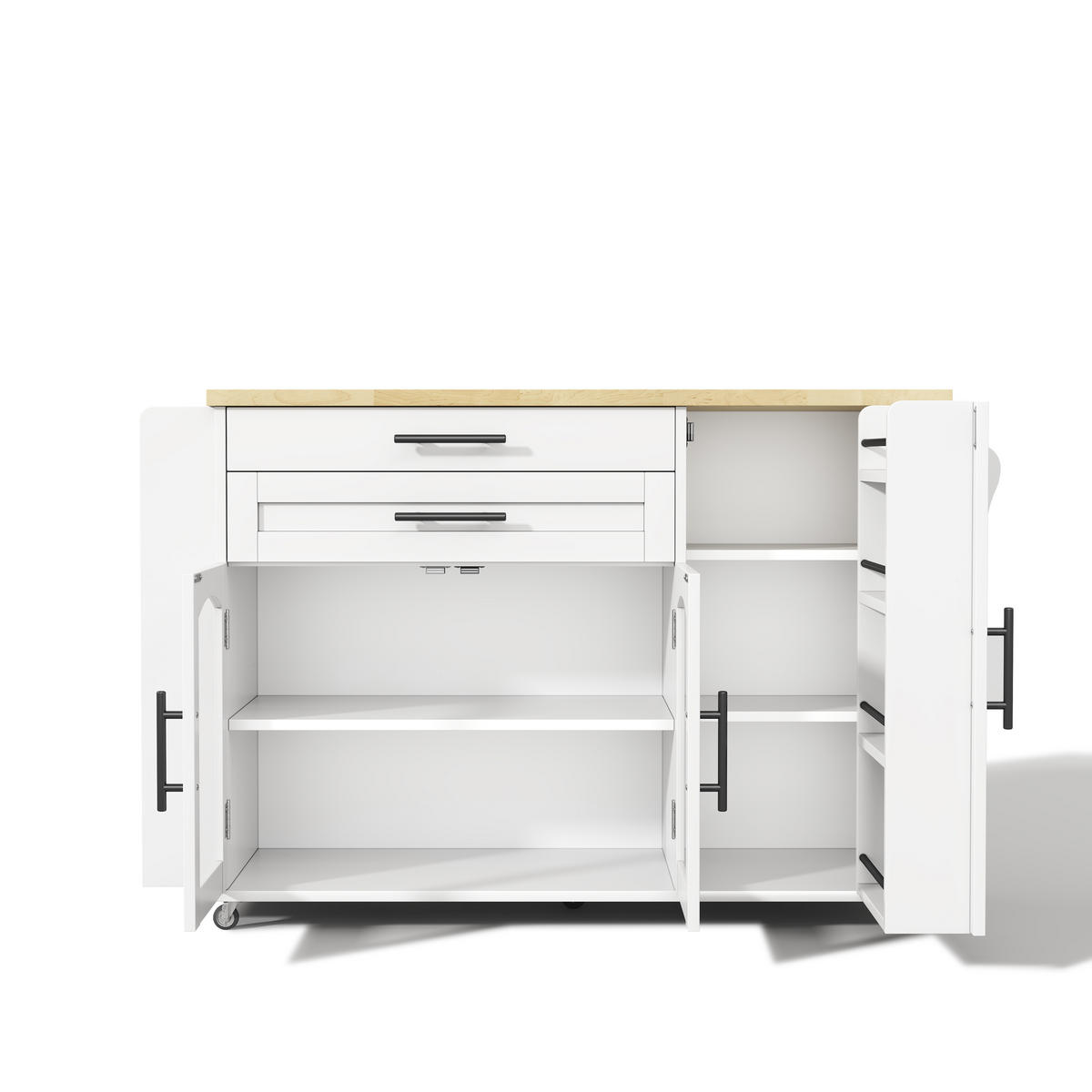 KÜCHENINSEL 120/70/90 cm Natur/Weiß aus MDF mit Klappplatte - Naturfarben, Holzwerkstoff (138/90/70cm) - OKWISH