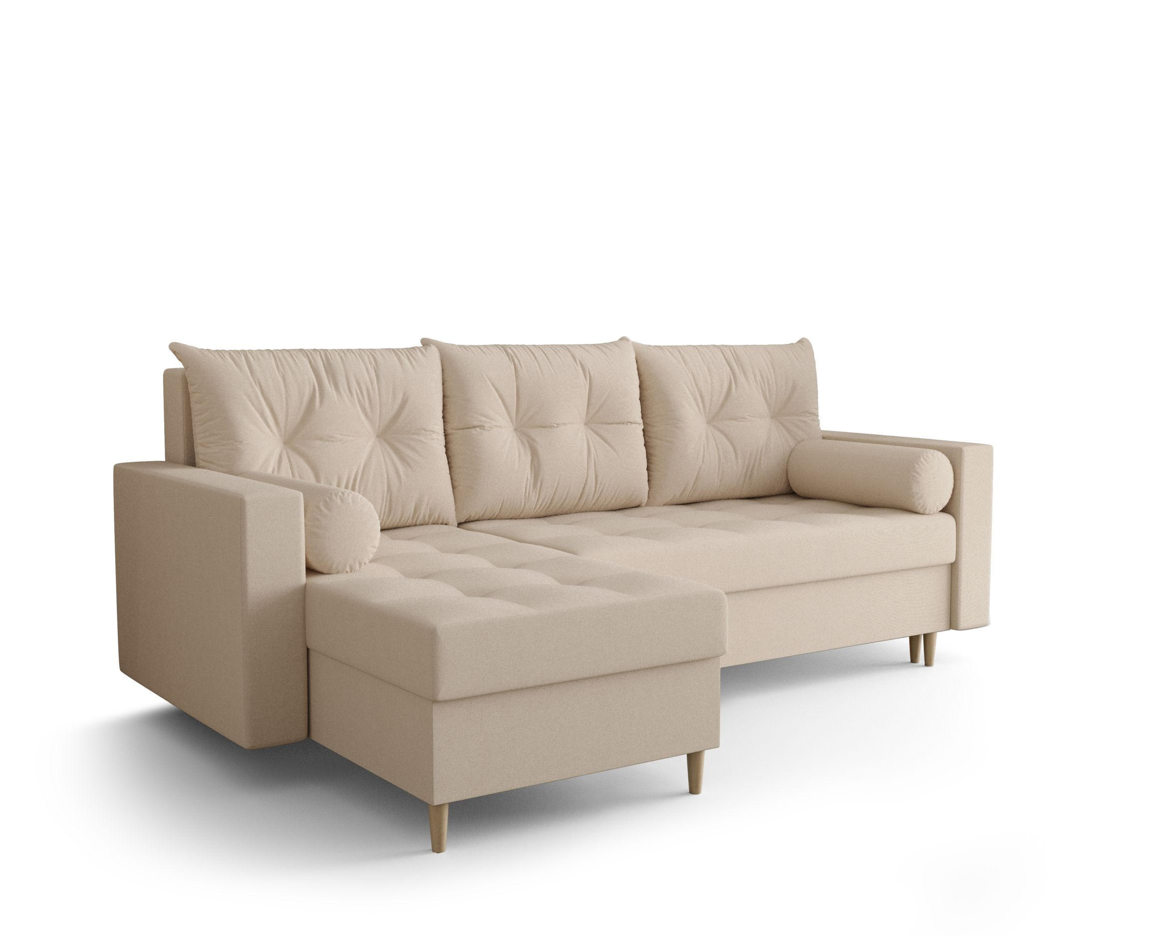 ECKSOFA SKANDI Cosmic 10 Links mit Schlaffunktion - Beige, Textil (230/145cm) - Bedante