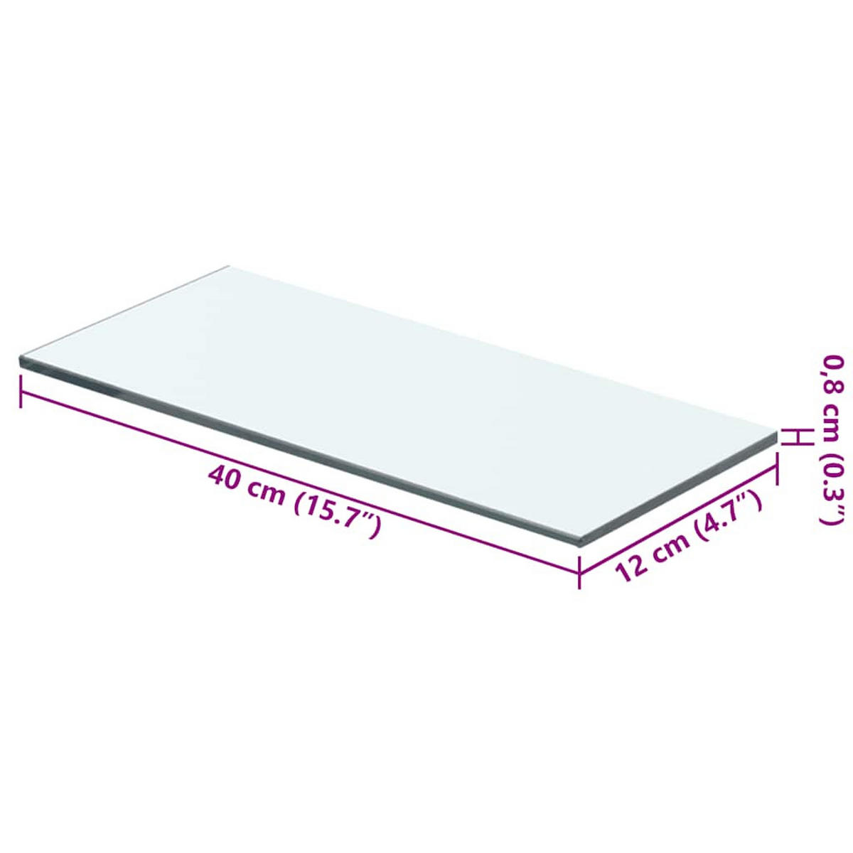 REGALBODEN Glas Transparent 40/12 Cm - Transparent, Glas (12/0.8/40cm) - vidaXL