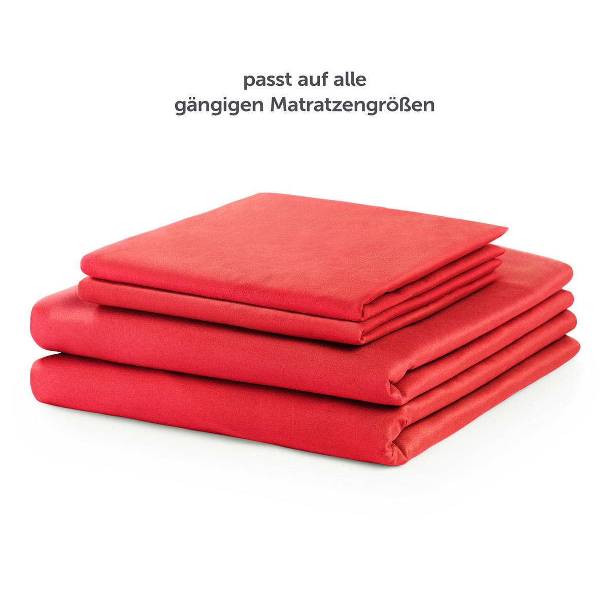 BETTLAKEN 3er Set - Spannbettlaken 180x200x30cm 2X Kissenbezug 50x80cm - Red - Rot, Textil (180/200cm)