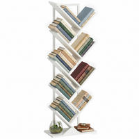 BAUM-BÜCHERREGAL,9-STUFIG Stahlrahmen CD/DVD Aufbewahrung,weiß - Weiß, Holzwerkstoff (50/136/24cm) - Vallsero