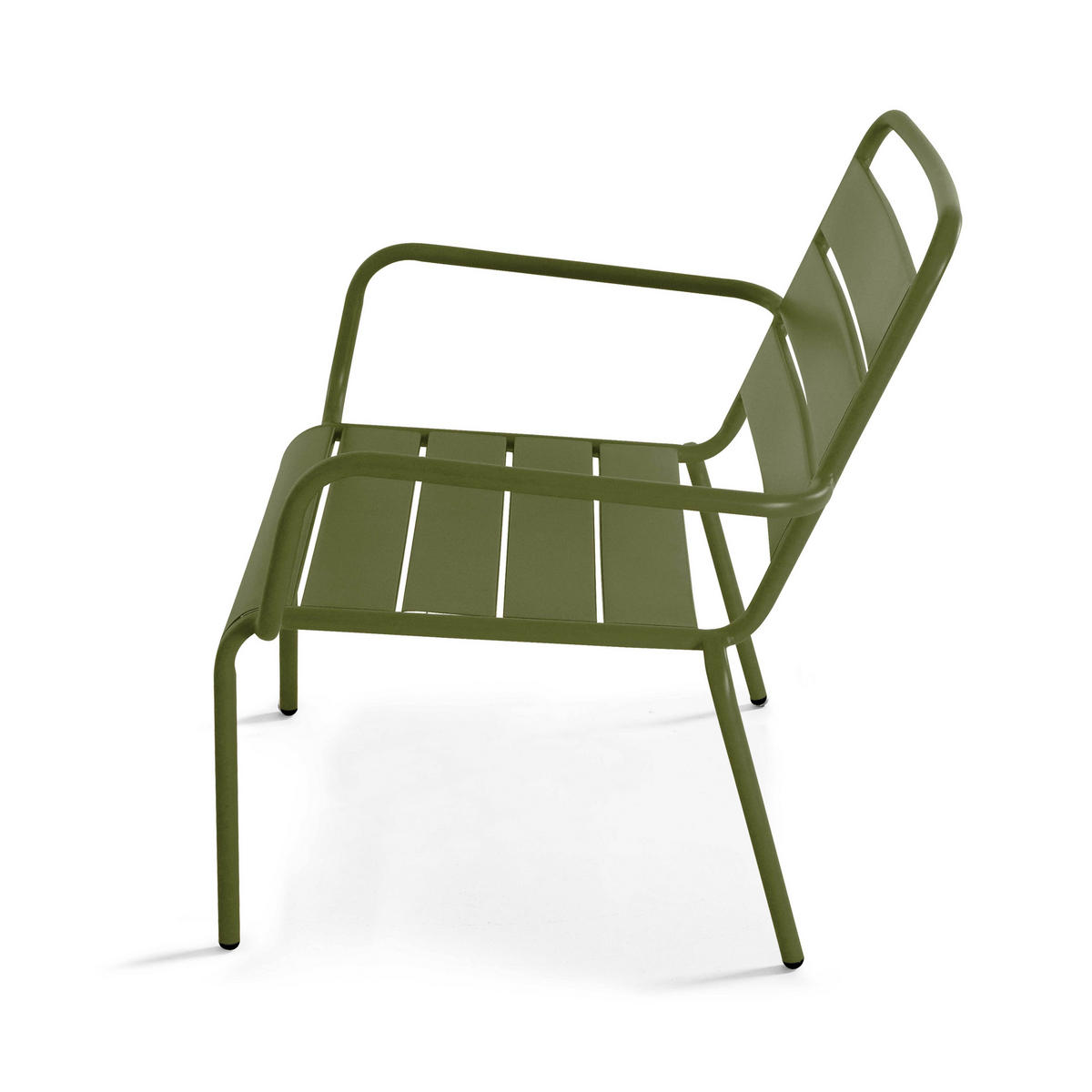 RELAXSESSEL MIT HOCKER 2-tlg., Khakigrün - Grün, Metall (64/72/60cm) - Oviala