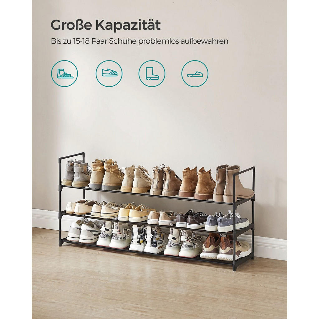 Thumbnail - Hansiro Schuhregal, Schwarz, Kunststoff, 116x55x30 cm, Garderobe, Schuhaufbewahrung, Schuhregale