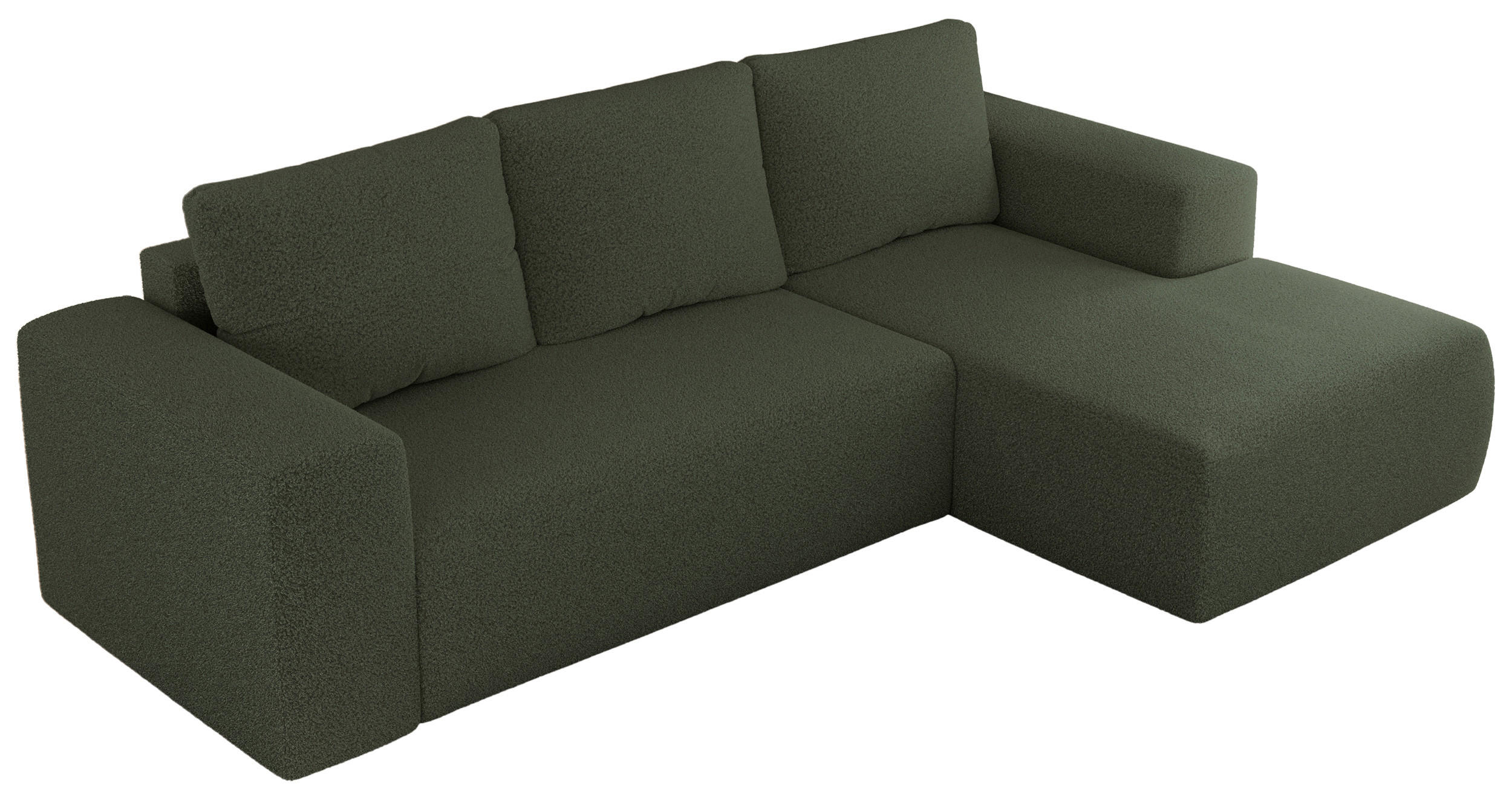 ECKSOFA TRENTINO L Grün Boucle - Rechts - Schwarz/Grün, Textil (164/266cm) - MKS