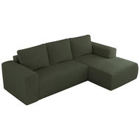 ECKSOFA TRENTINO L Grün Boucle - Rechts - Schwarz/Grün, Textil (164/266cm) - MKS