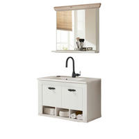 BADKOMBINATION Pinie weiß, Oslo Pinie, Landhaus Badmöbel Set 3-tlg. hängend MIT Waschbecken 81 x 200 cm - Anthrazit/Weiß, Holzwerkstoff/Metall (81/200/46cm) - Furn.Design