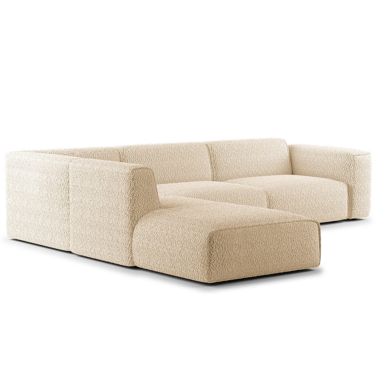 3-SITZER ECKSOFA mit Recamiere - Beige/Schwarz, Kunststoff/Textil (295/231cm) - home24