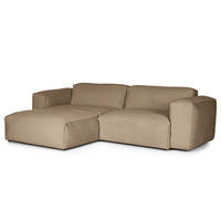 1,5-SITZER ECKSOFA mit Longchair - Taupe/Schwarz, Textil (260/173cm) - home24