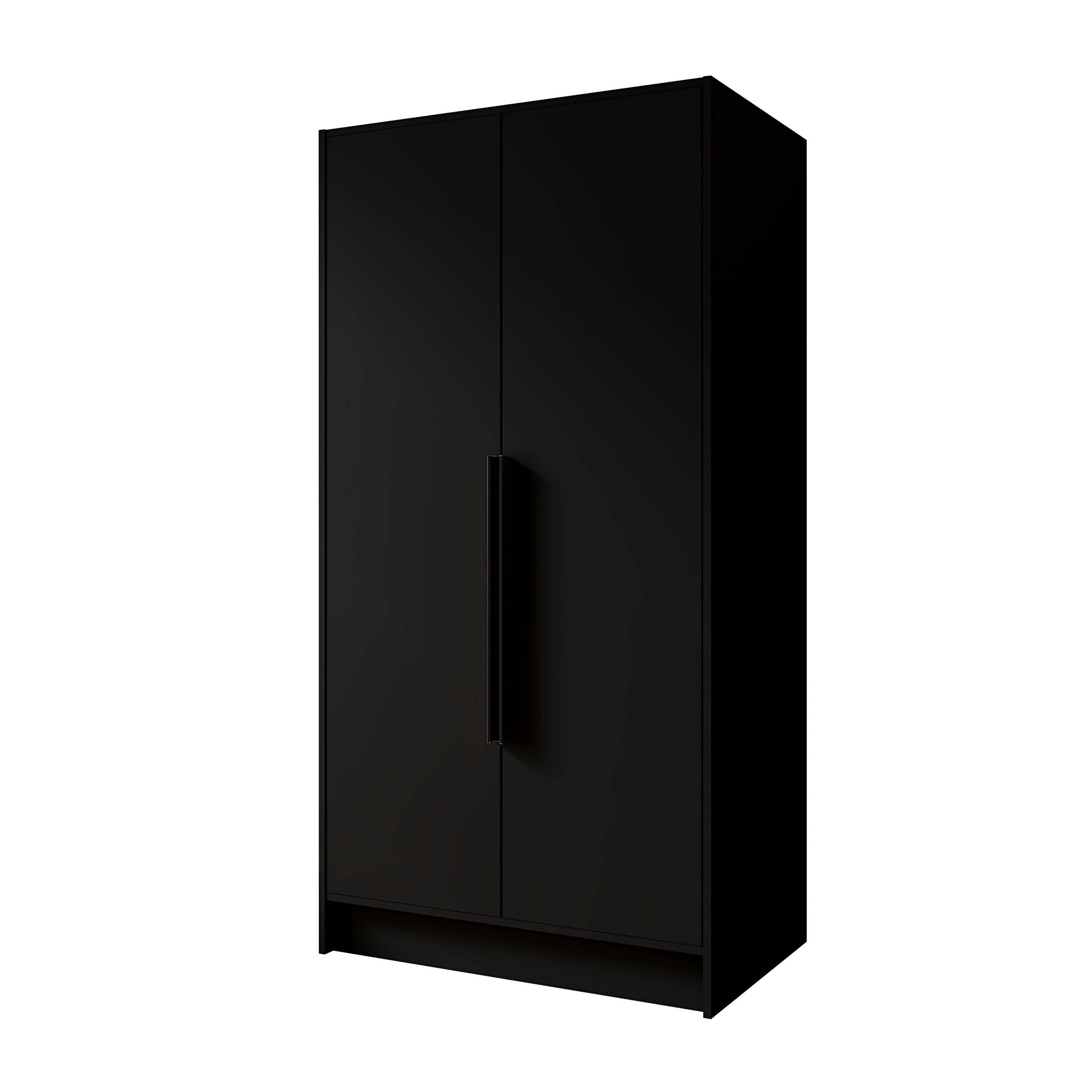 FLÜGELTÜRENSCHRANK PORTO - Schwarz, Holzwerkstoff (102/200/51cm) - Meblini