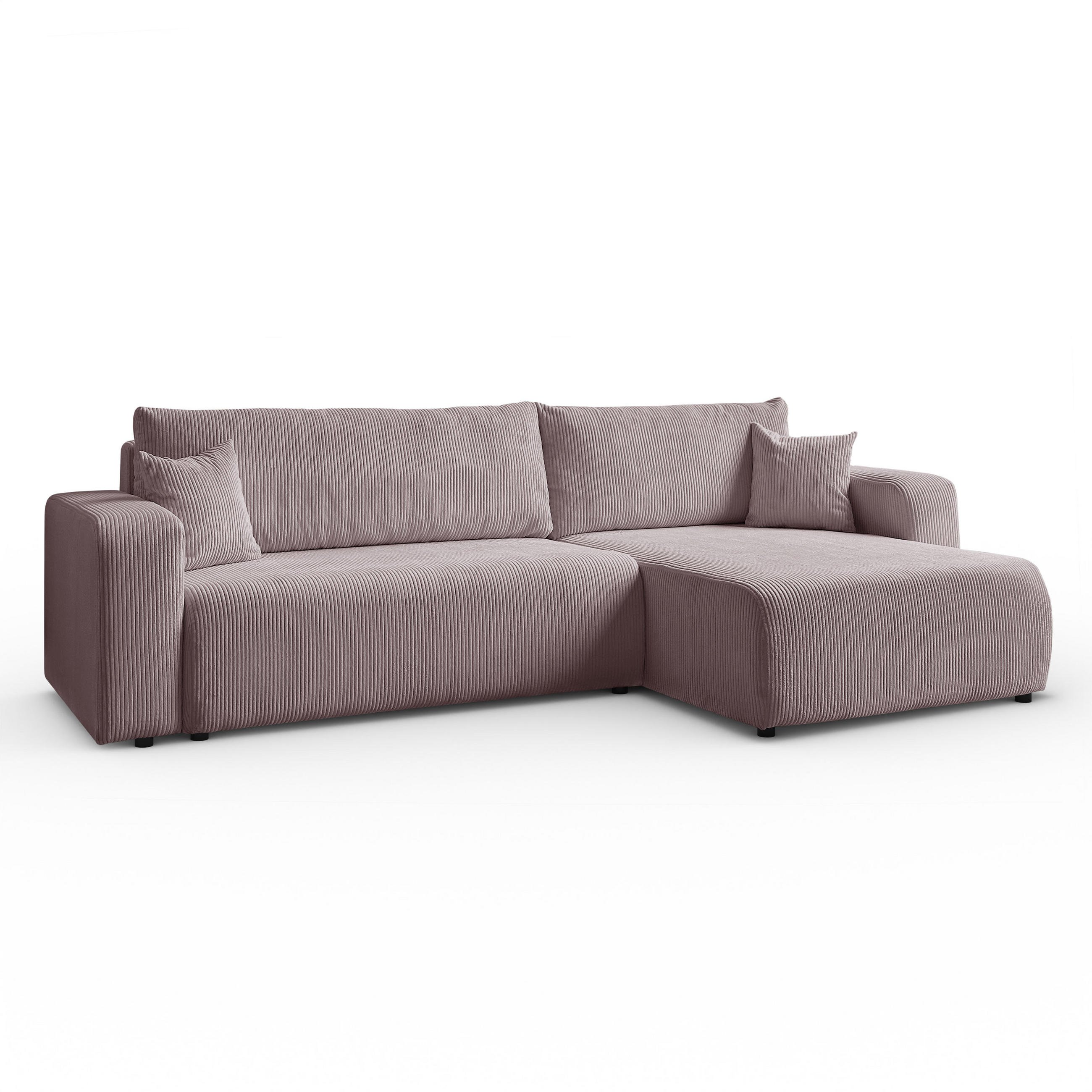 ECKSOFA Sofia in L-Form 277 x 143 cm Schlaffunktion Bettkasten Couch Cord universale Seite, rosa - Rosa, Kunststoff (143/83/277cm) - Margaret Hadas24