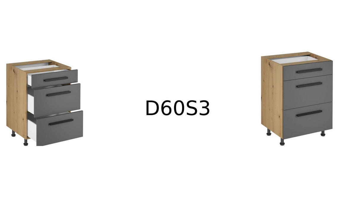 WINKELKÜCHE 360cm x 200cm- Langen KL10-M360 - in Grau/Matt - Grau, Holz/Metall (560/248/58cm)