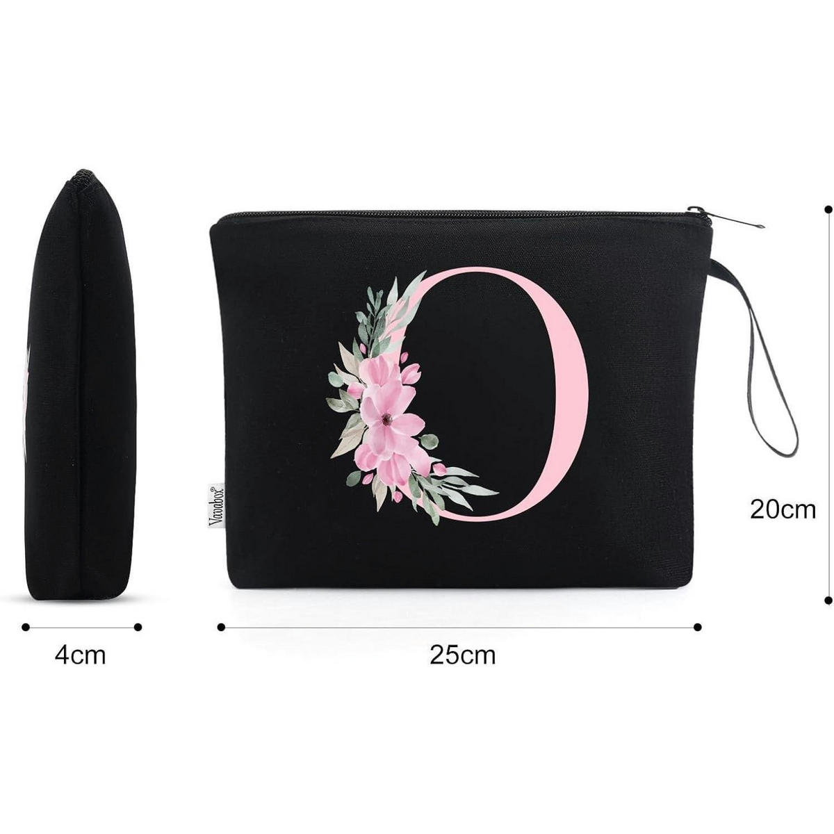 KOSMETIKTASCHE mit Initialdruck O Schwarz - Schwarz, Textil (4/20/25cm)