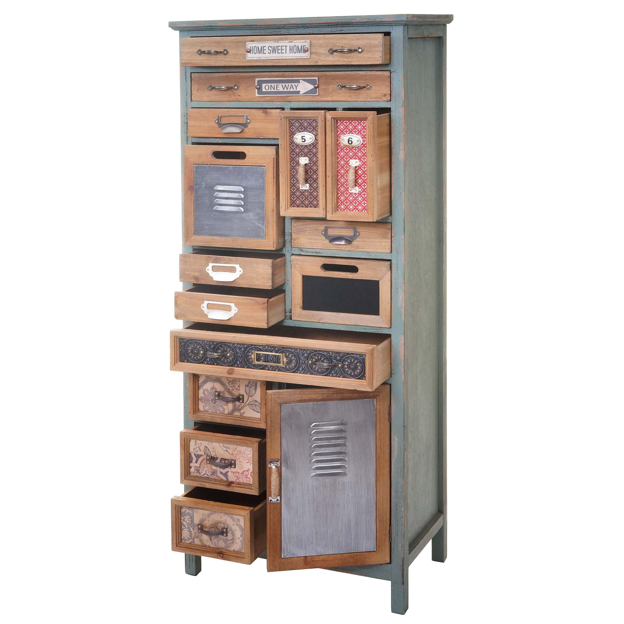 APOTHEKER-SCHRANK Blau, Multicolor - Blau/Multicolor, Holz (57/138/32cm) - MCW