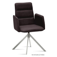 ARMLEHNSTUHL drehbar (8er-Set) Dulcia 52x92x60 Edelstahl/Espresso - Edelstahlfarben/Dunkelbraun, Kunststoff (60/92/52cm) - 58aufmkessel