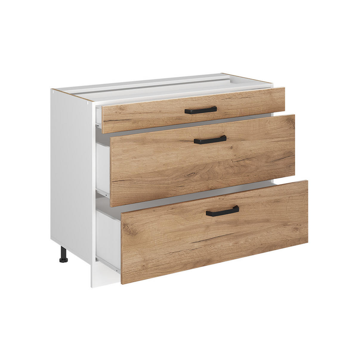 KÜCHENUNTERSCHRANK R-Line, Goldkraft Eiche/Weiß, 100 cm ohne Arbeitsplatte - Eichefarben/Weiß, Holzwerkstoff (100/81.6/46cm) - Vicco