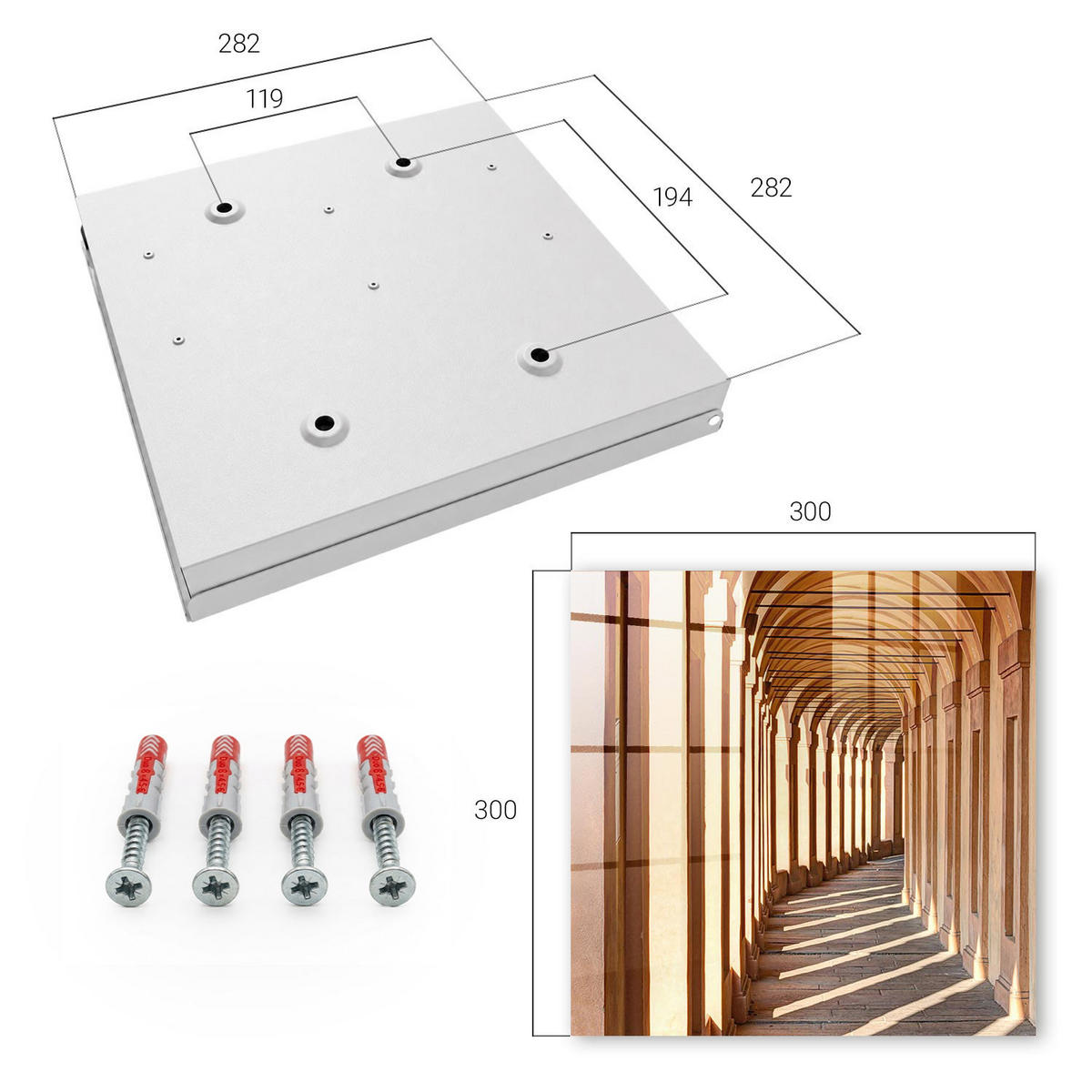 SCHLÜSSELBOX Weiß 30x30 cm – Türöffnung nach rechts - Architektonische Eleganz - Beige, Metall (30/30/5cm) - TULUP