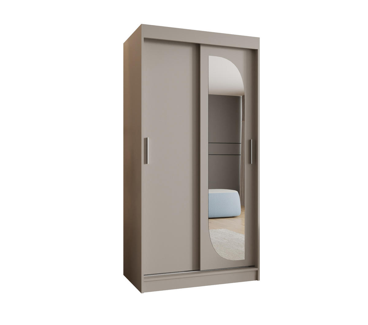 SCHWEBETÜRENSCHRANK 200/120/62 2-türig - Kaschmir/Silberfarben, Holz (120/200/62cm) - MÖBEL KRYSPOL