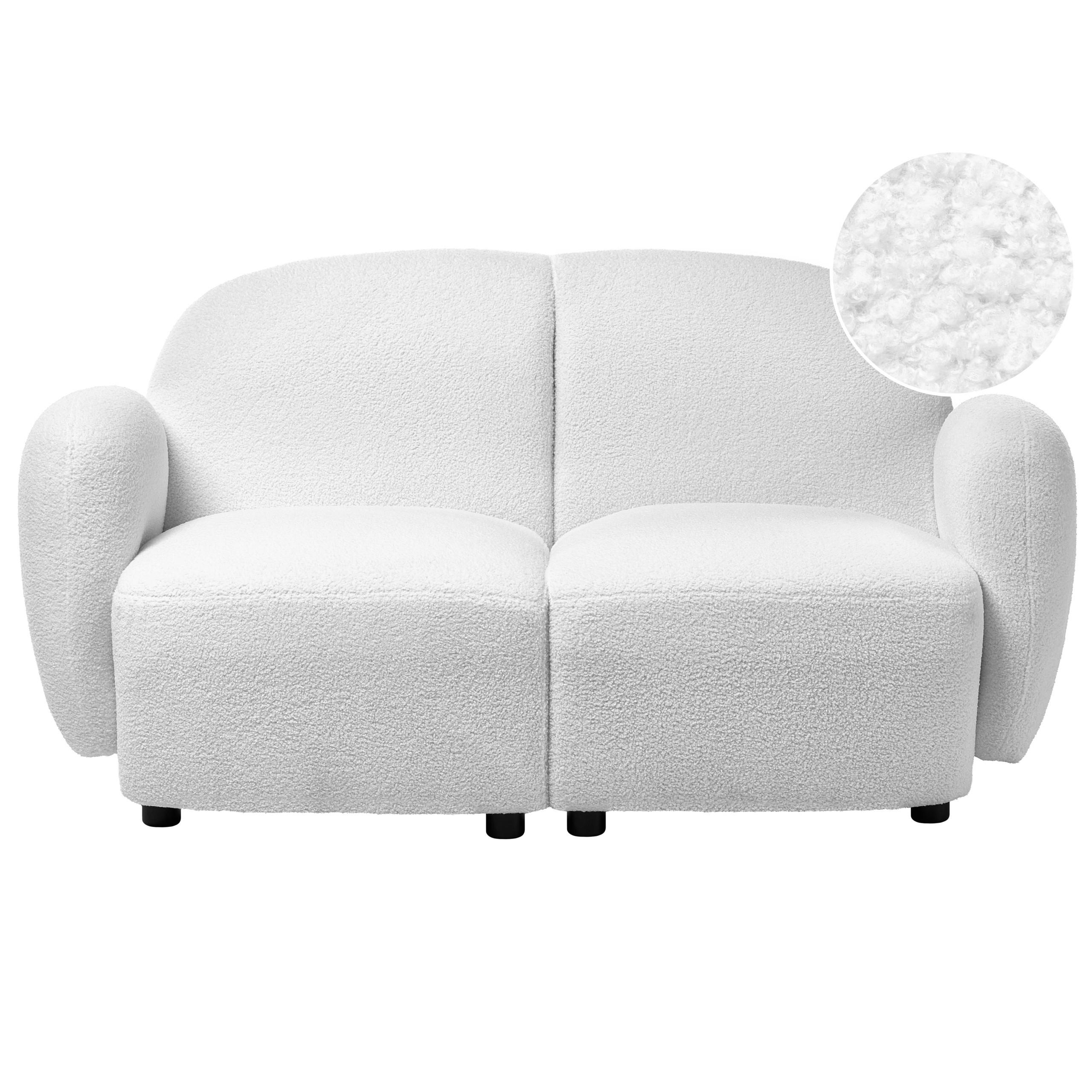 2-SITZER-SOFA Bouclé Weiß Jule - Schwarz/Weiß, Textil (151/77/82cm) - Beliani