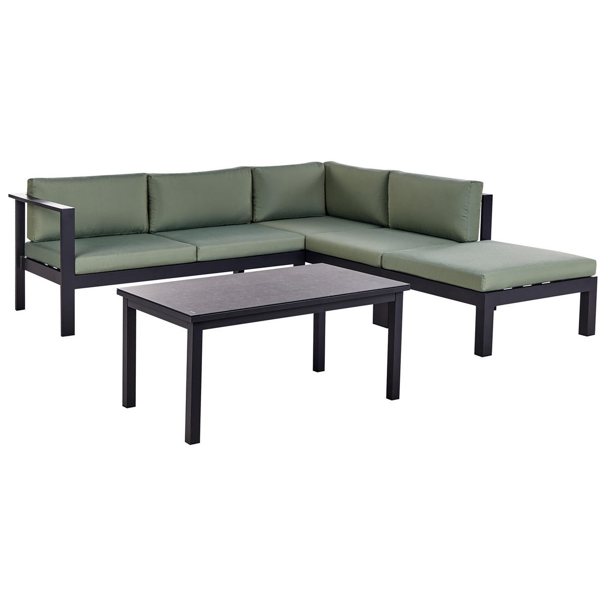 LOUNGE-SET 5-sitzer Aluminium Grün Messina - Schwarz/Grau, Metall - Beliani