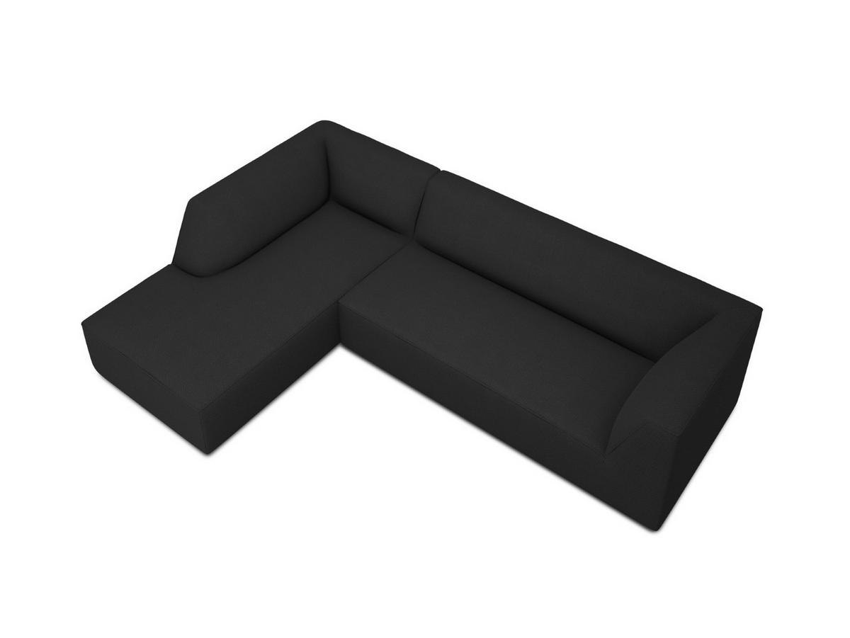 ECKSOFA links Ruby aus strukturiertem Stoff schwarz 4 Sitzplätze - Schwarz, Textil (180/273cm) - Micadoni