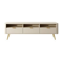 TV-SCHRANK Oval Beige mit 3 Schubladen 160 cm - Beige/Goldfarben, Holzwerkstoff/Metall (162/49/38cm) - Selsey