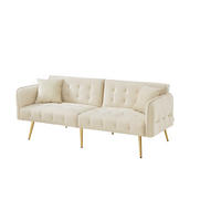 SOFABETT mit verstellbarer Rückenlehne 215 x 81,5 cm Velours Beige - Beige, Kunststoff (178/70/82cm) - Meubliv
