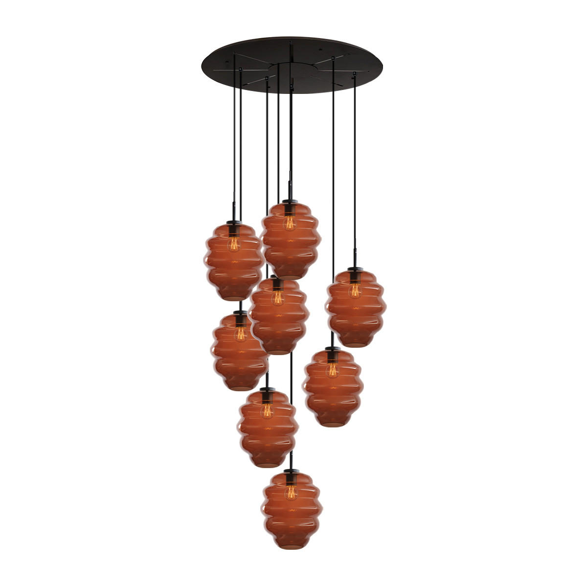GALERIELEUCHTE Echos 8-flammig Braun Ø 25cm - Schwarz/Braun, Glas (25/25/28cm) - s.luce