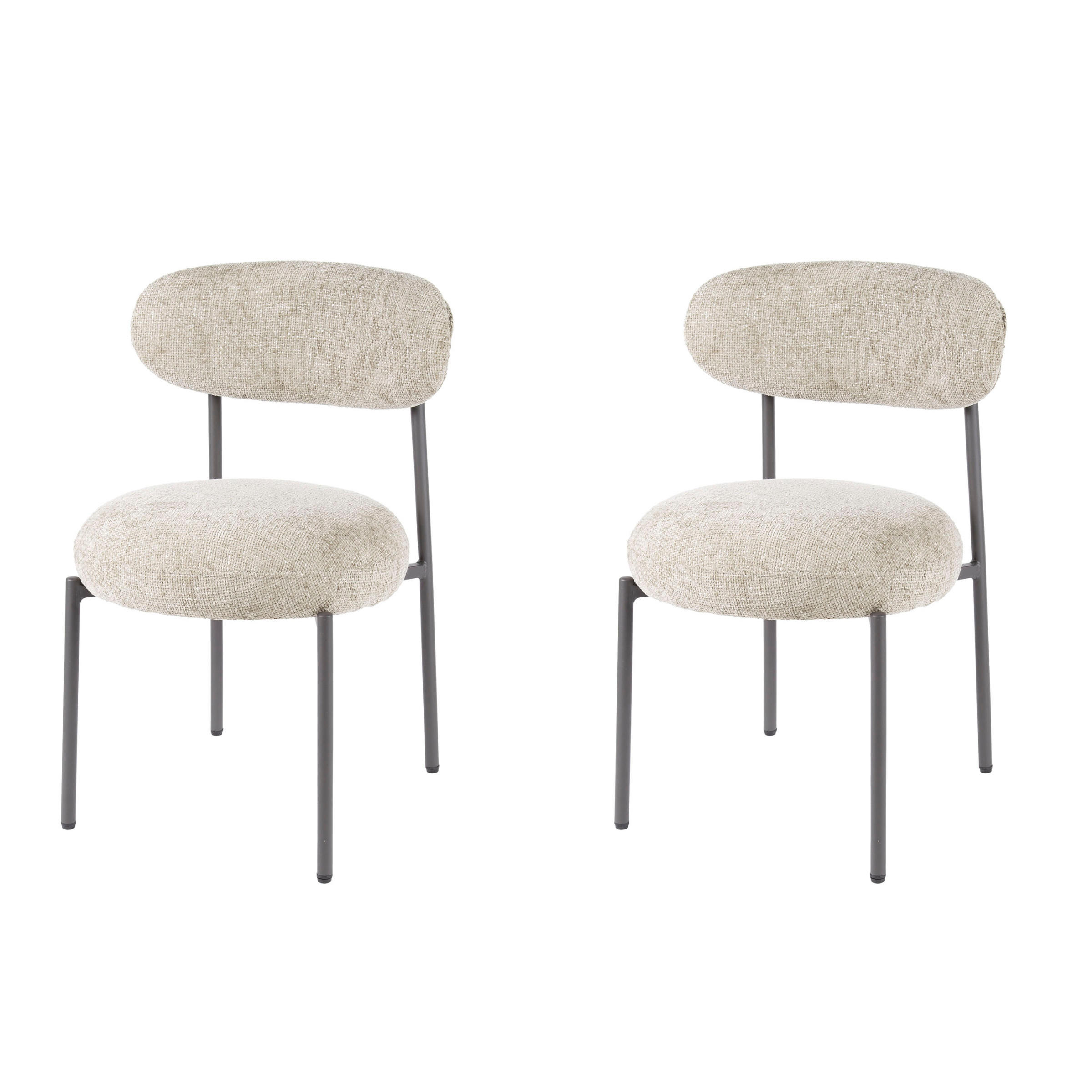 ESSZIMMERSTUHL Rund Beige 57/52/ 52 cm 2er-Set - Beige, Textil (52/52/57cm) - Hoyz Collection