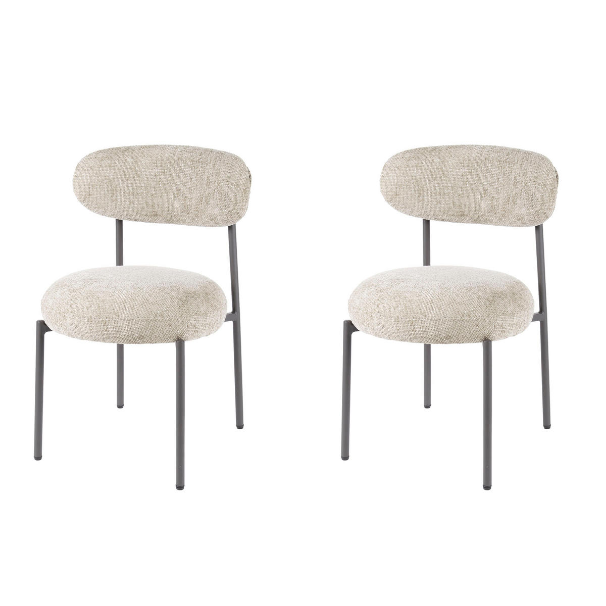 ESSZIMMERSTUHL Rund Beige 57/52/ 52 cm 2er-Set - Beige, Textil (52/52/57cm) - Hoyz Collection