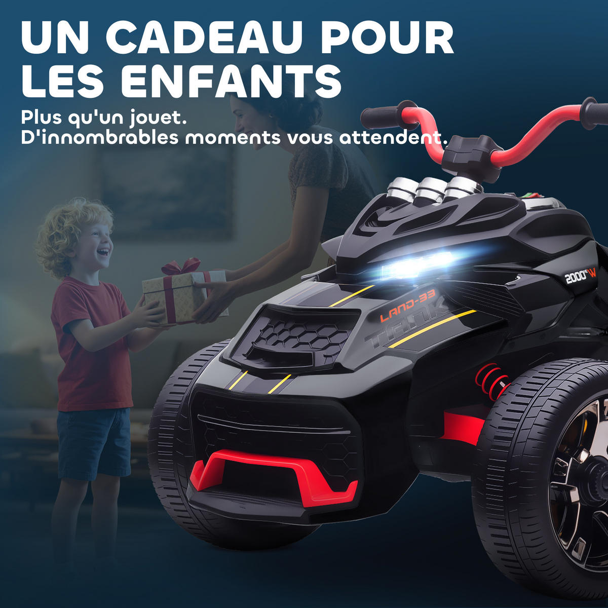 ELEKTRO-QUAD DE-13071 2 Motoren Schwarz - Schwarz, Metall (113/74/63cm) - ComfortXL