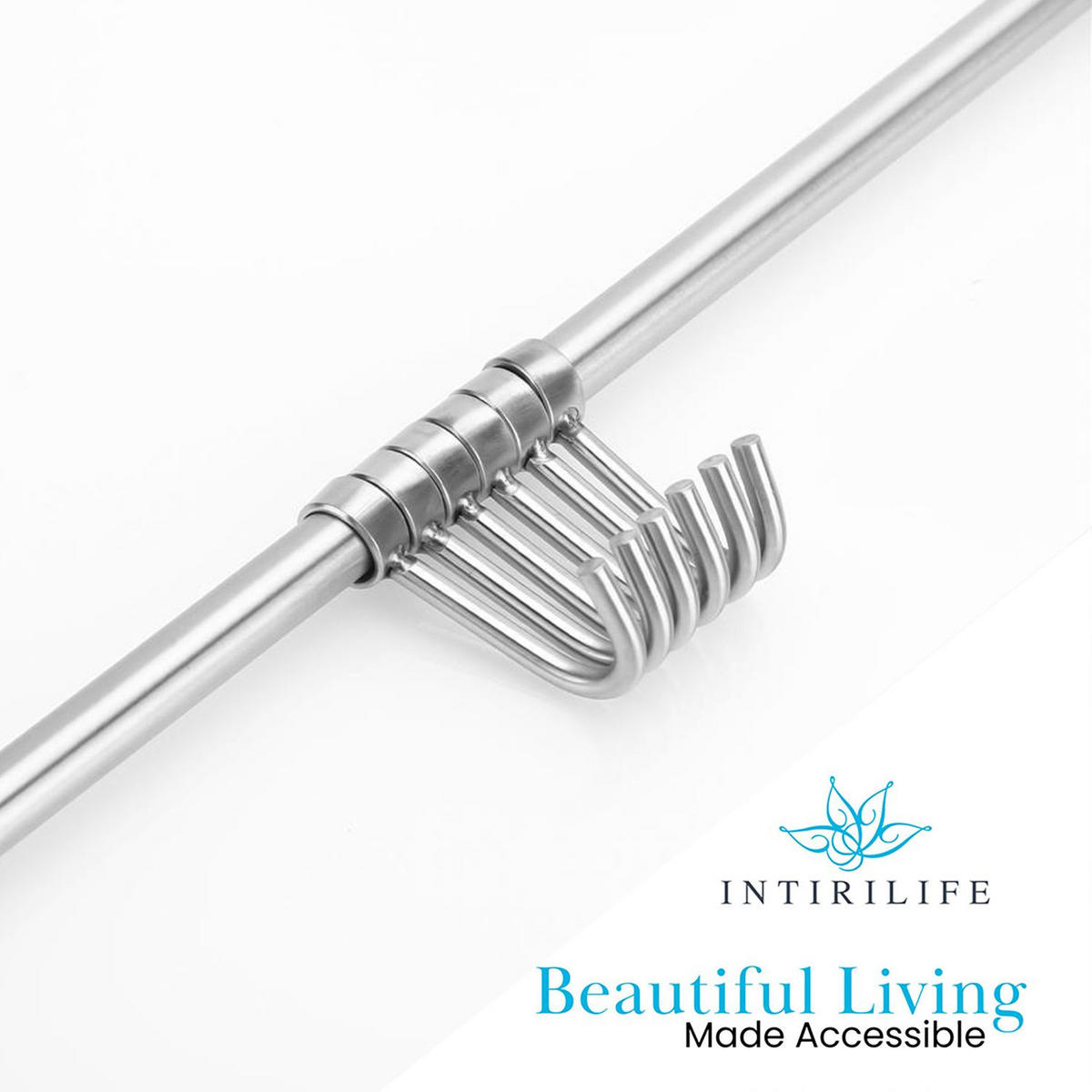 KÜCHEN HÄNGELEISTE mit 6 Haken - Silberfarben, Metall (3.4/2.2/38cm) - Intirilife