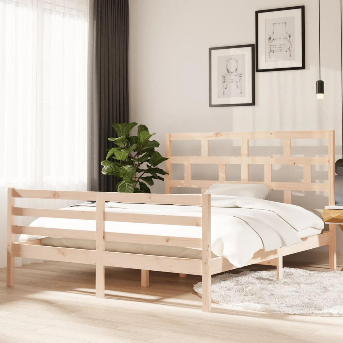 BETT Kerns 166/205.5 cm - Braun, Holz (160/200cm) - Nettlife